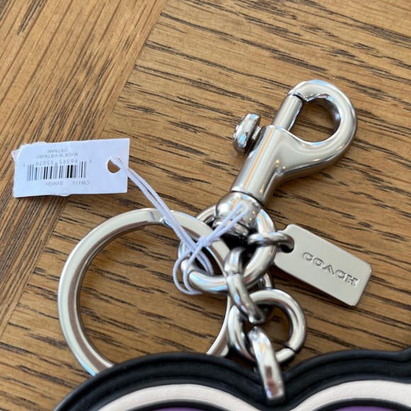 NWT Coach Purple Heart Keychain with Yellow Lightning Bolt - Picture 3 of 6